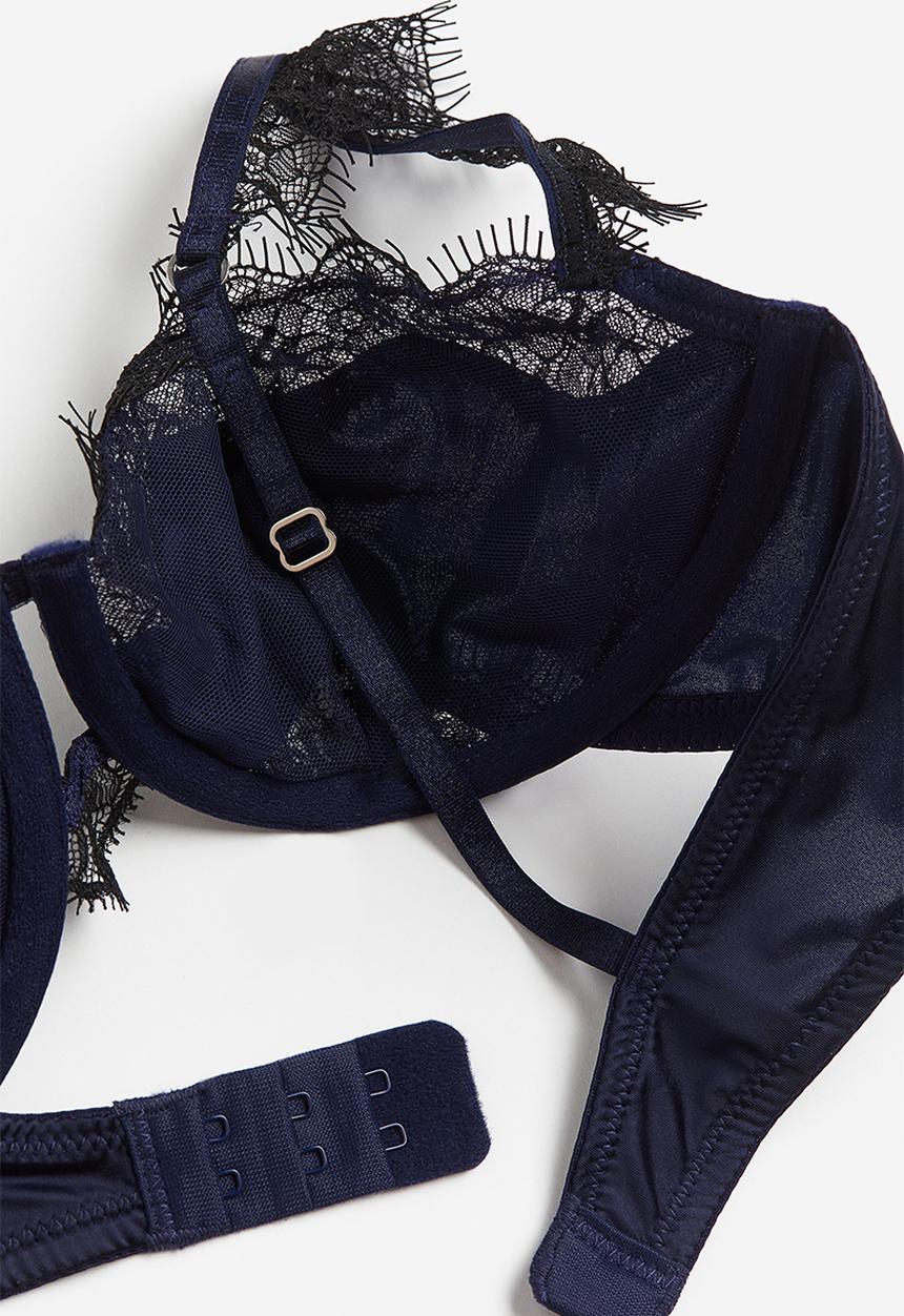 H&M - Non-padded lace balconette bra - blue