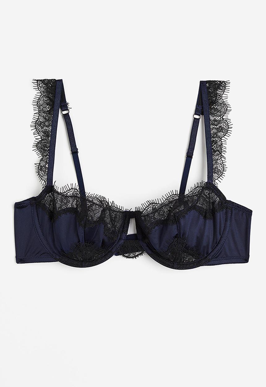 H&M - Non-padded lace balconette bra - blue