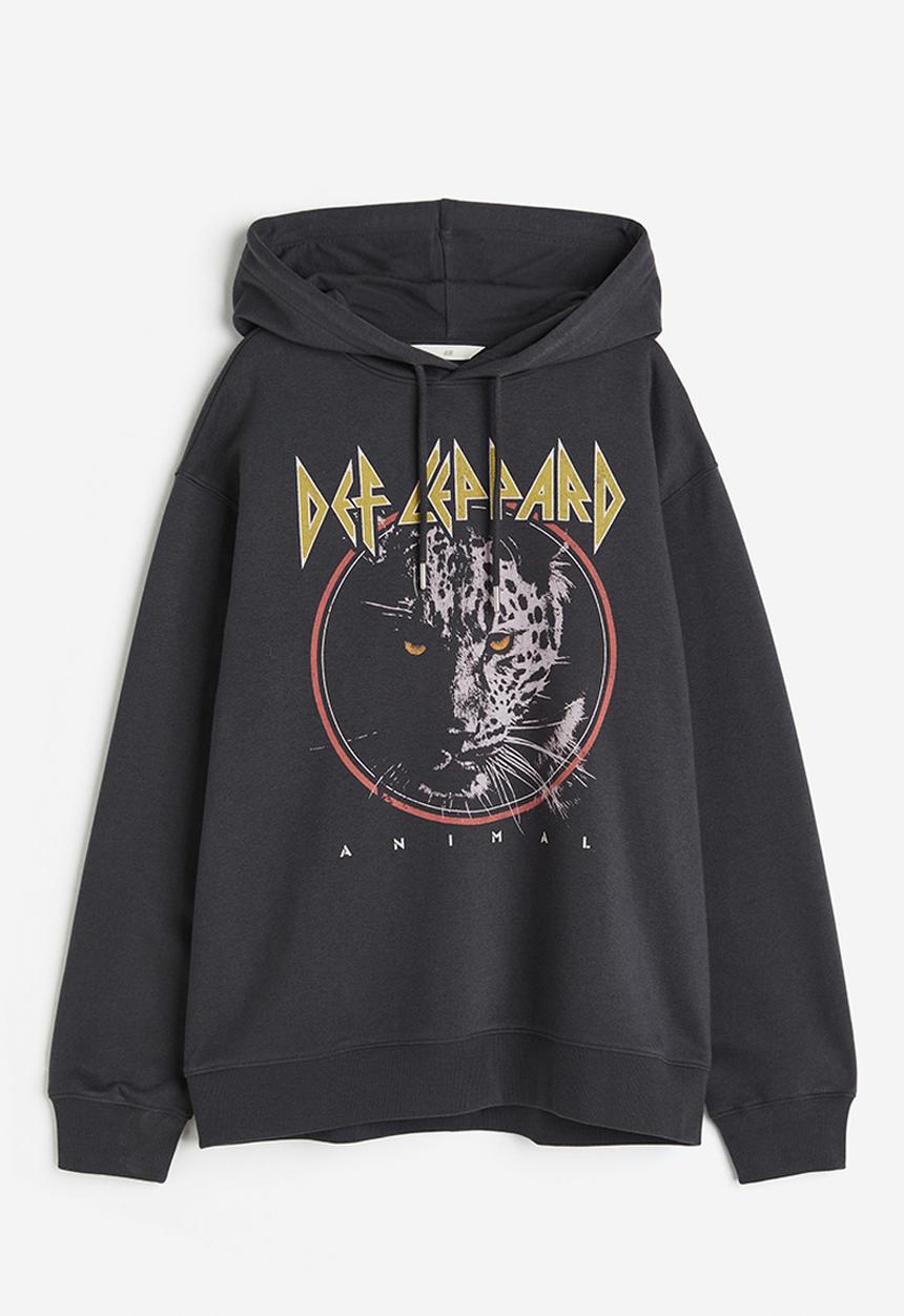 H&M - Motif-front hoodie - grey