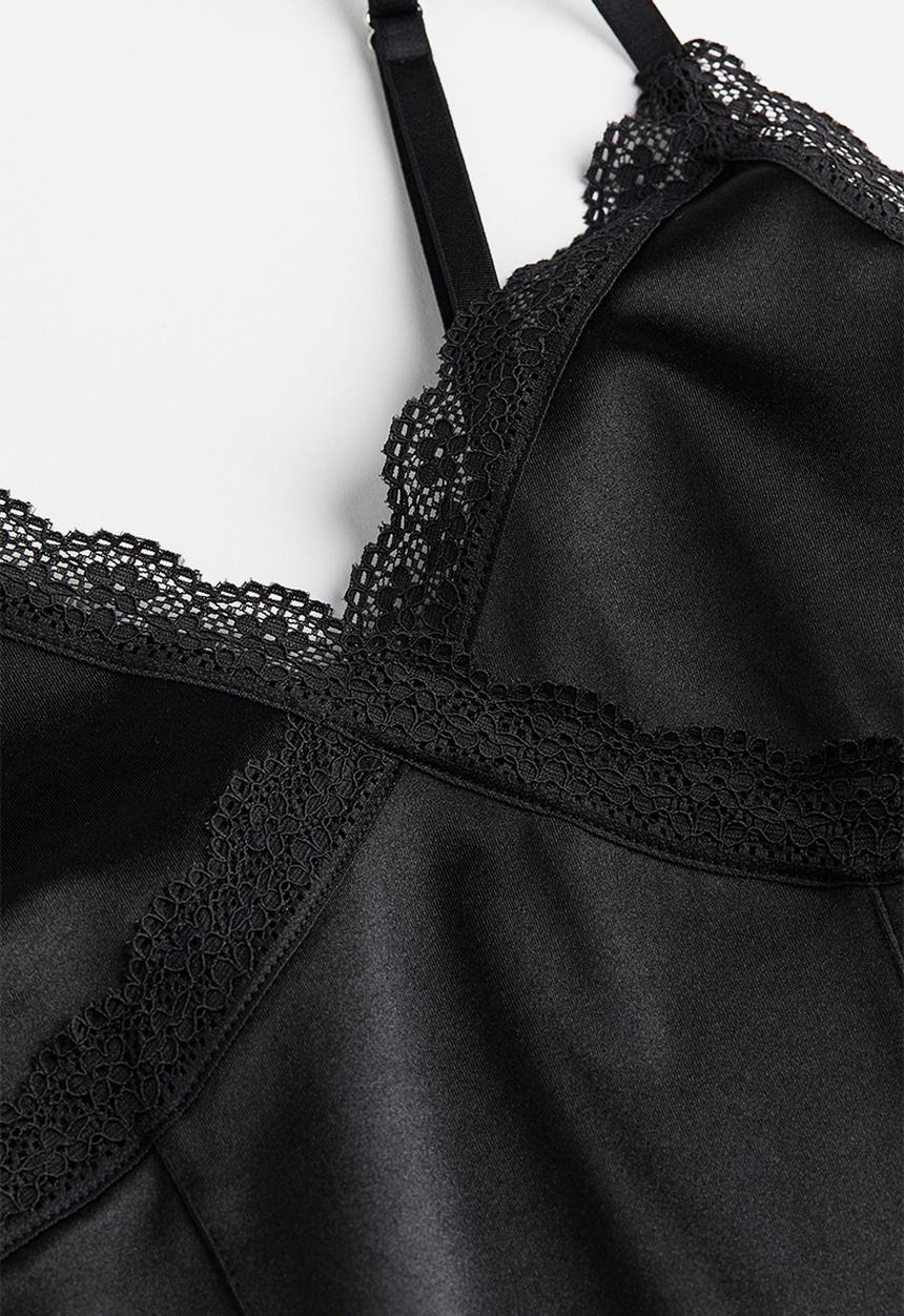 H&M - Lace-trimmed strappy top - black