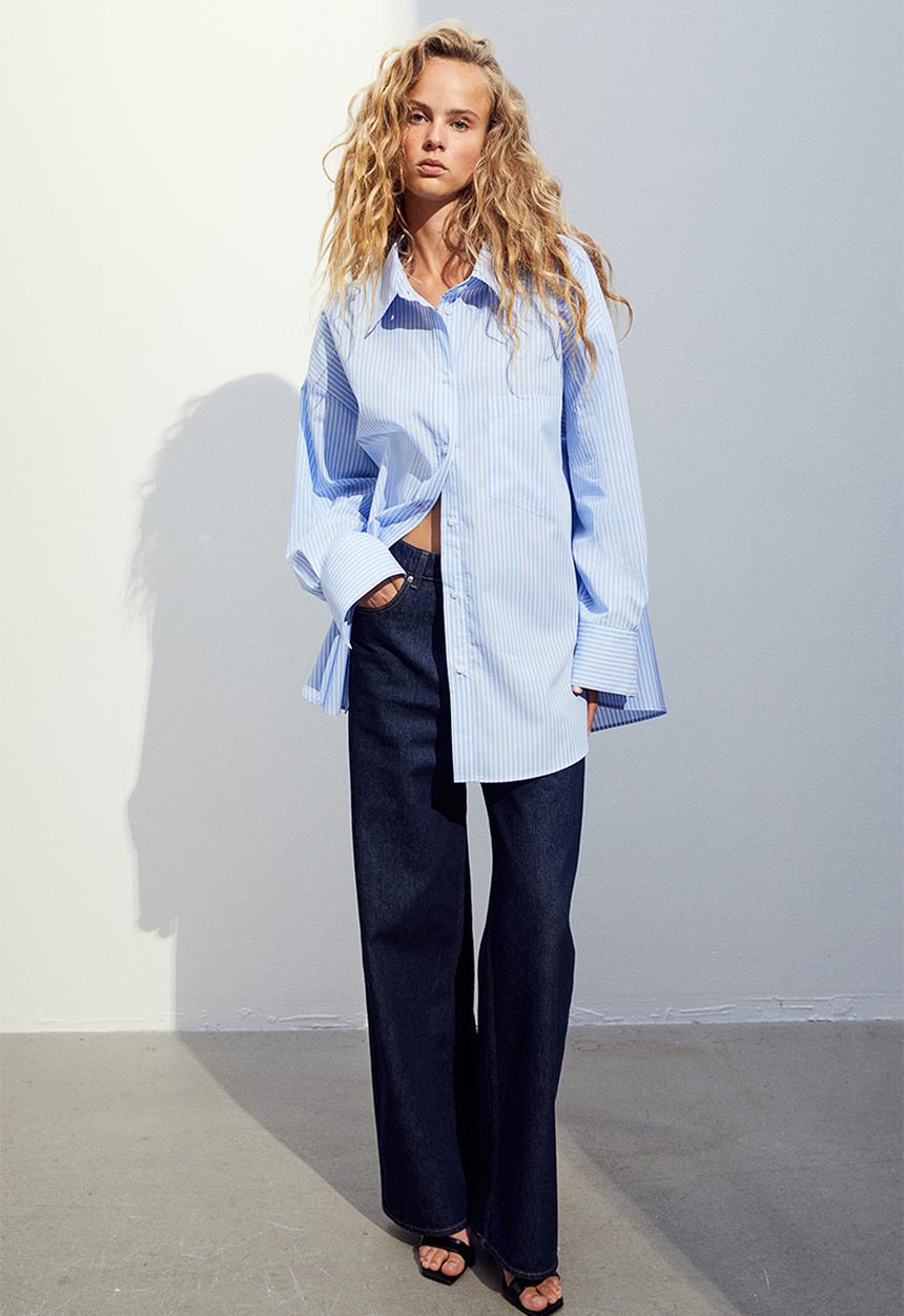H&M - Oversized cotton shirt - blue