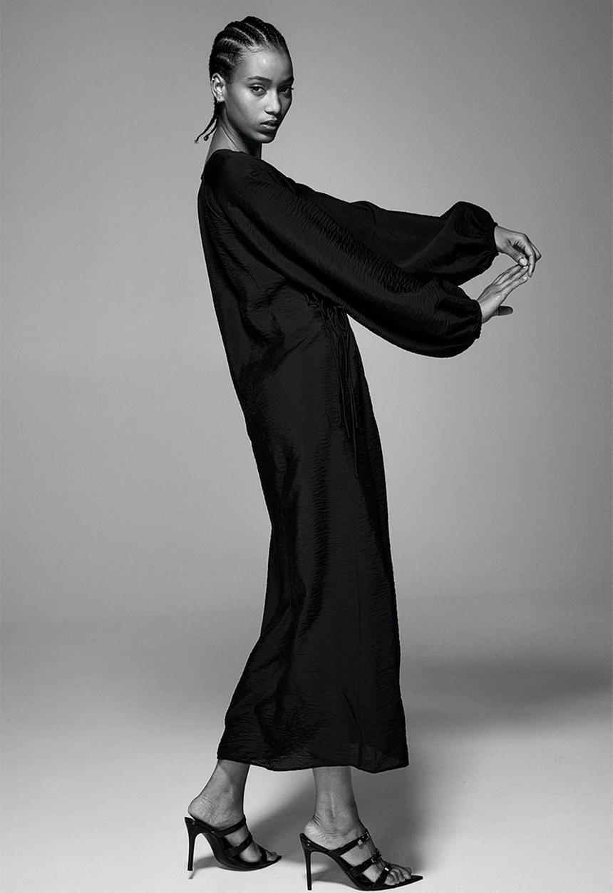 H&M - Oversized tie-detail dress - black