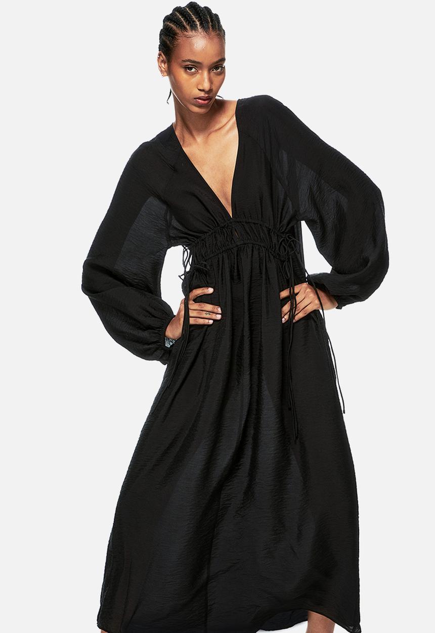 H&M - Oversized tie-detail dress - black