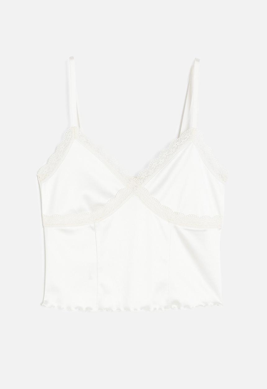 H&M - Lace-trimmed strappy top - white
