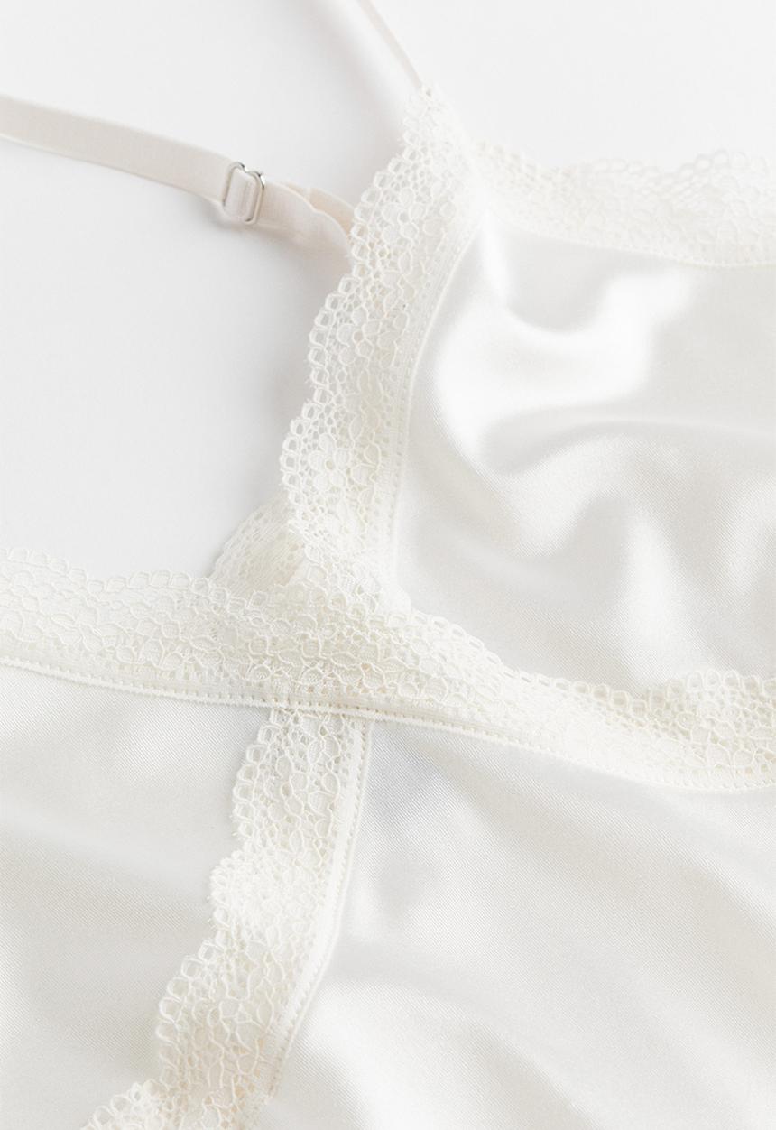 H&M - Lace-trimmed strappy top - white