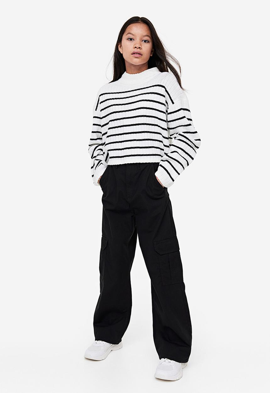 H&M - Wide cargo trousers - black
