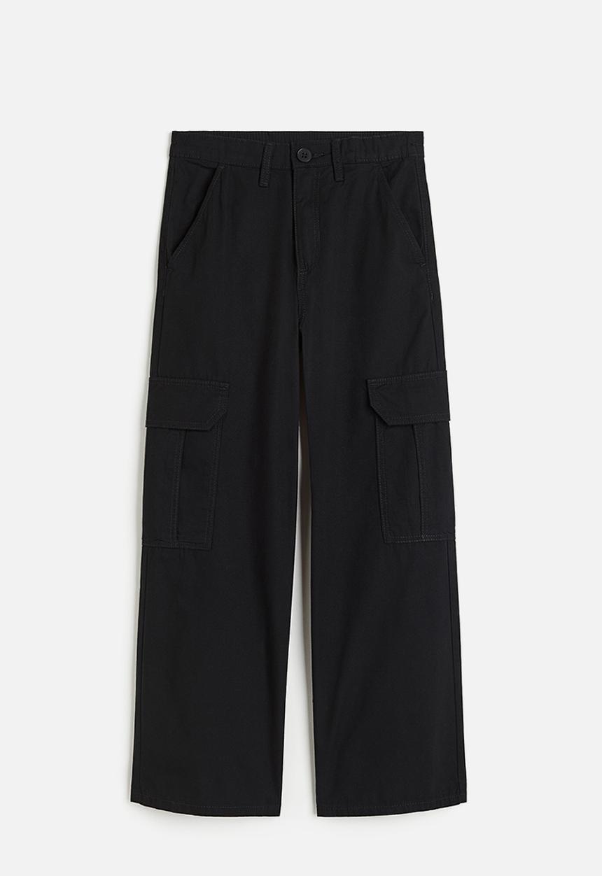 H&M - Wide cargo trousers - black