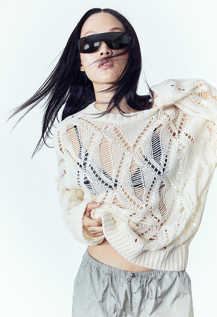H&M - Ladder-stitch-look jumper - white