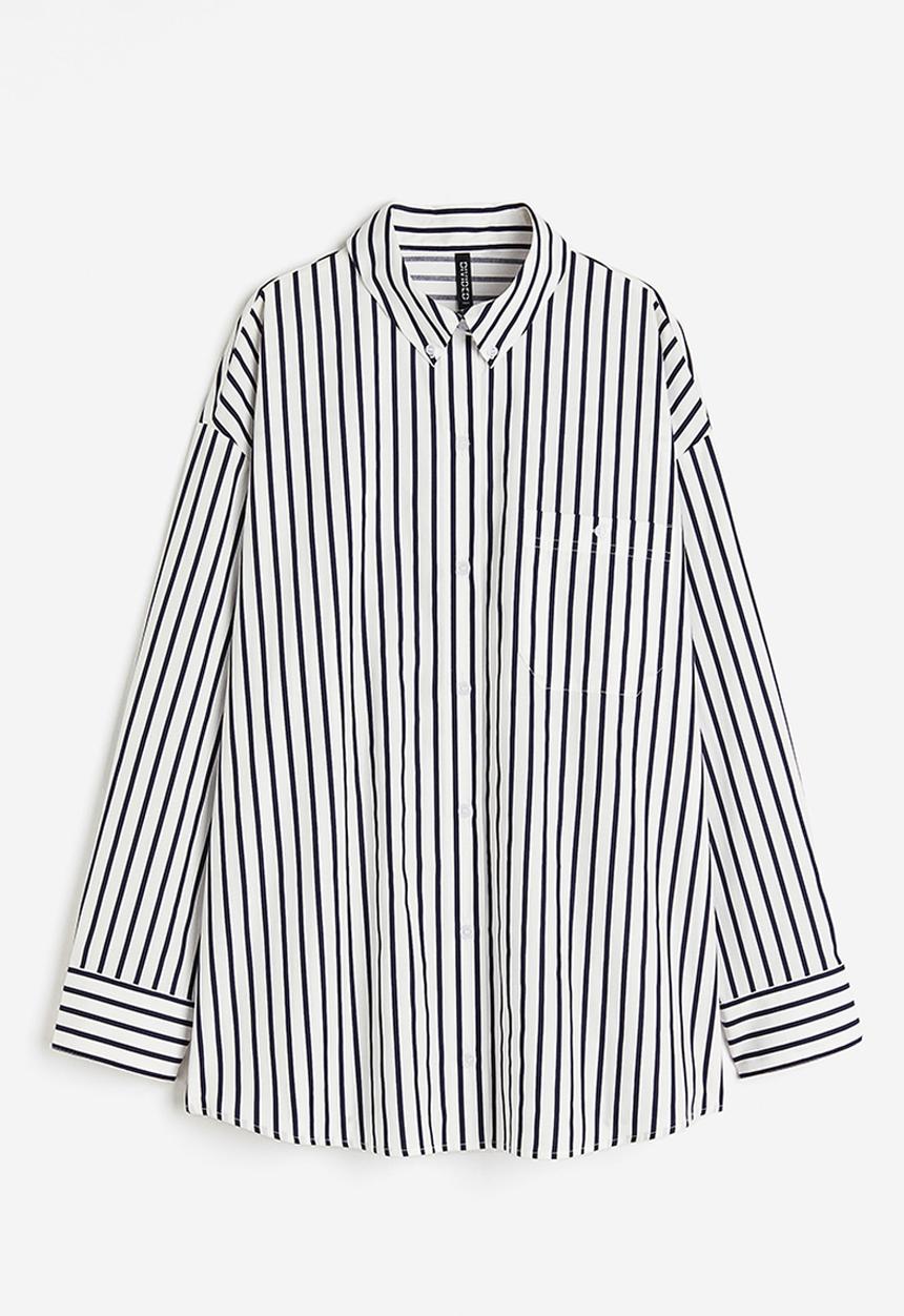 H&M - Oversized poplin shirt - black & white 
