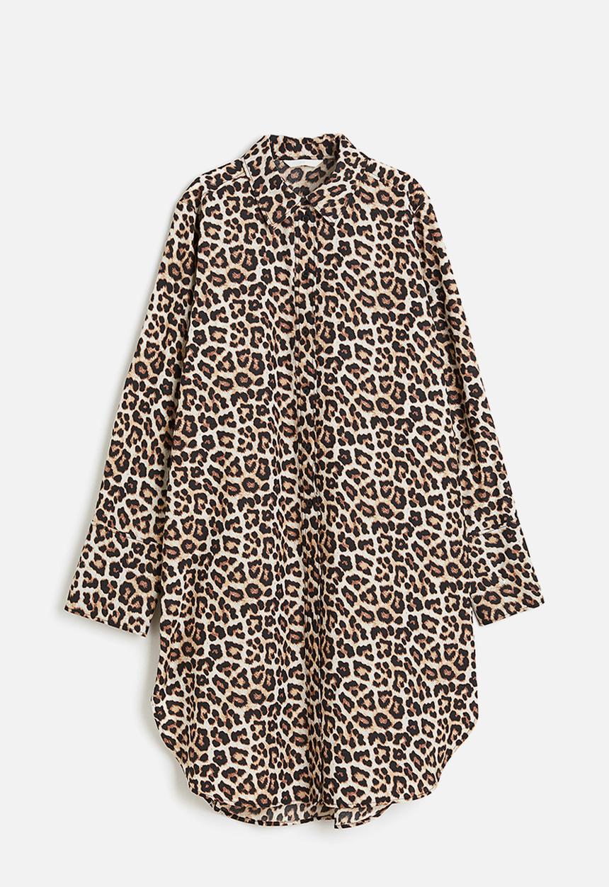 H&M - Lyocell-blend shirt dress - beige,multi