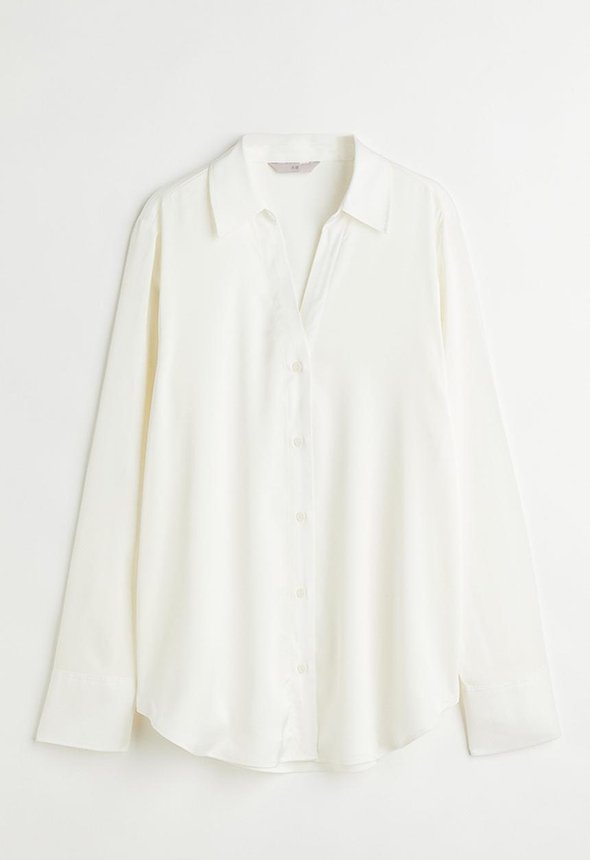 V-neck blouse - white - 0939703055