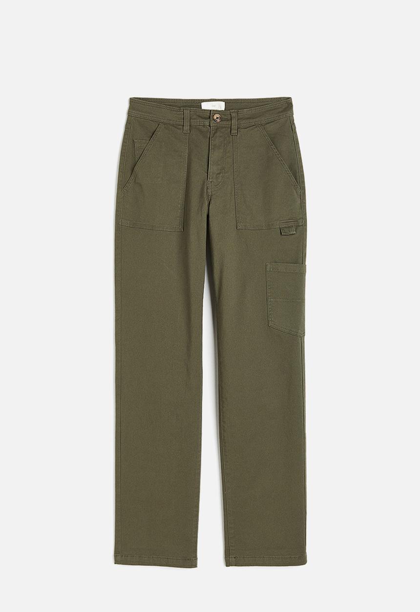 H&M - Twill cargo trousers - Dark khaki green