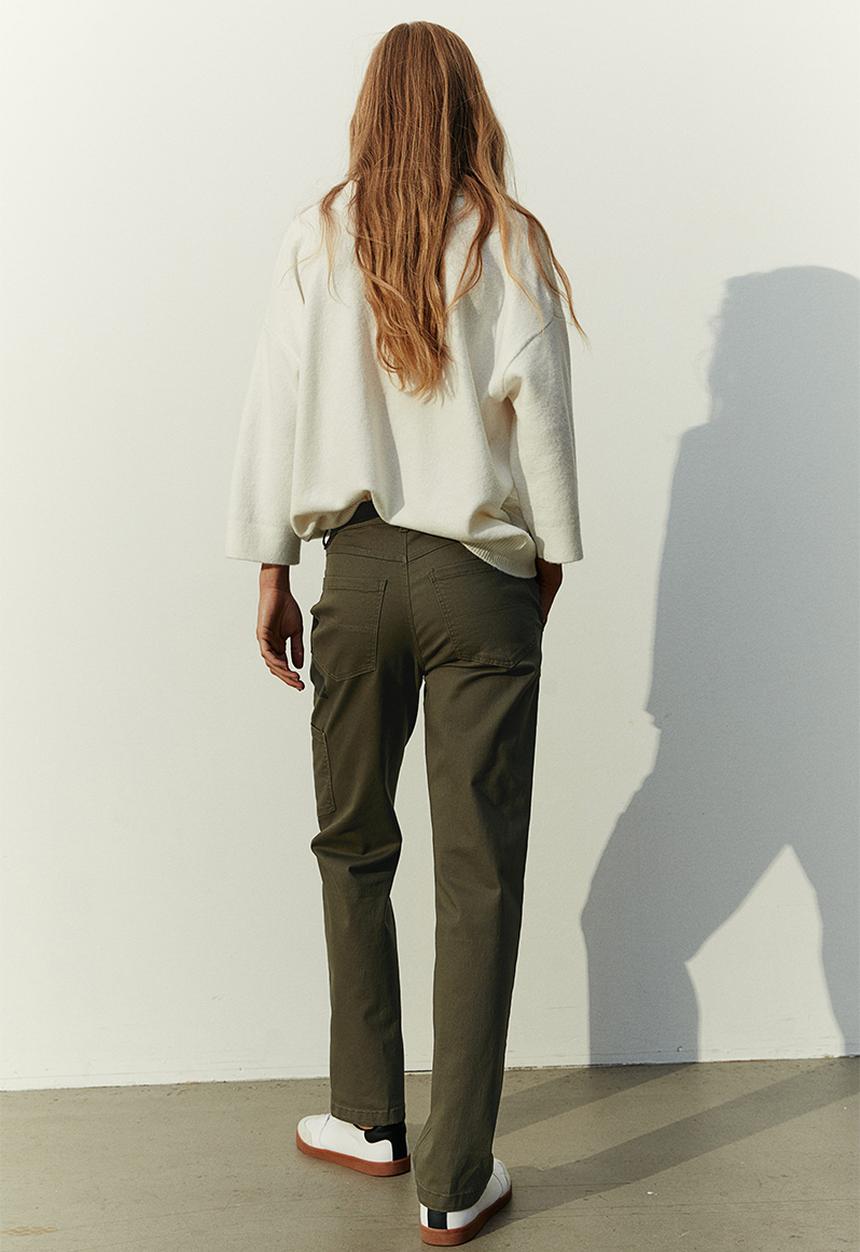 H&M - Twill cargo trousers - Dark khaki green
