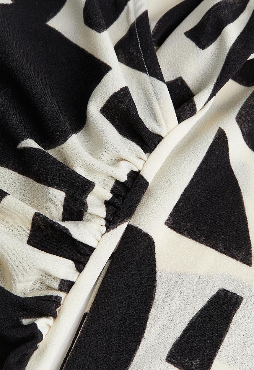 H&M - Wrap shirt dress - cream/black patterned