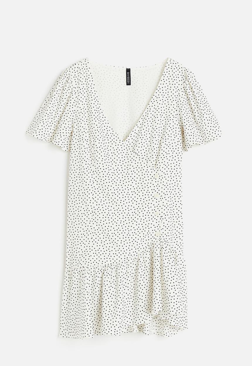 H&M - Wrap dress - Cream Spotted