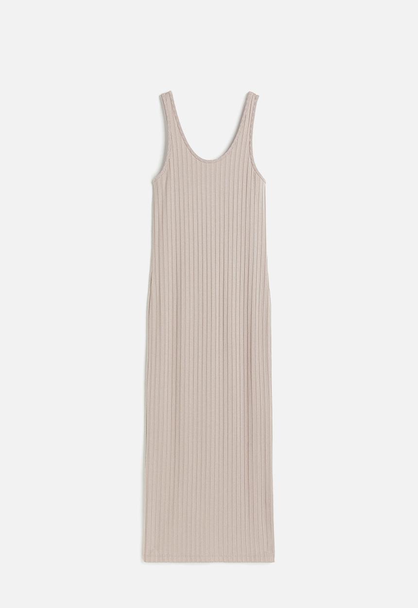 H&M - Ribbed bodycon dress - beige