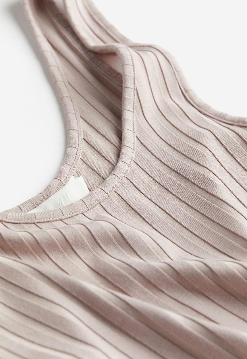 H&M - Ribbed bodycon dress - beige