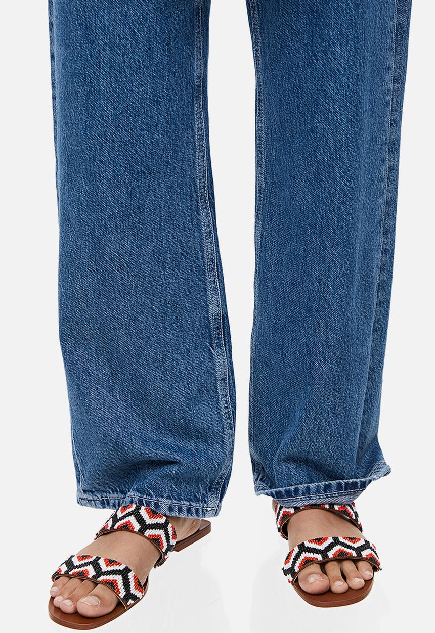 H&M - Beaded slides - Red Patterned