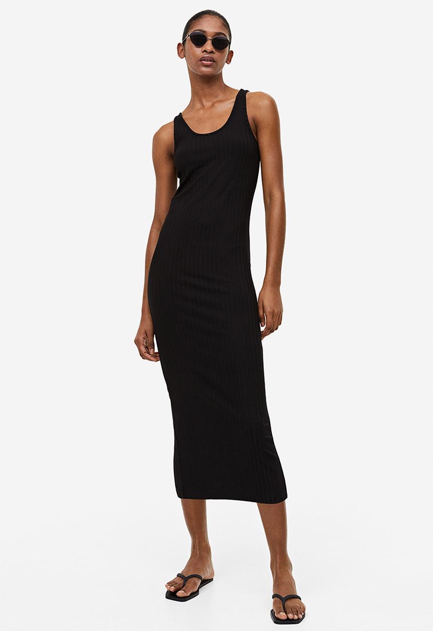 H&M - Ribbed bodycon dress - black