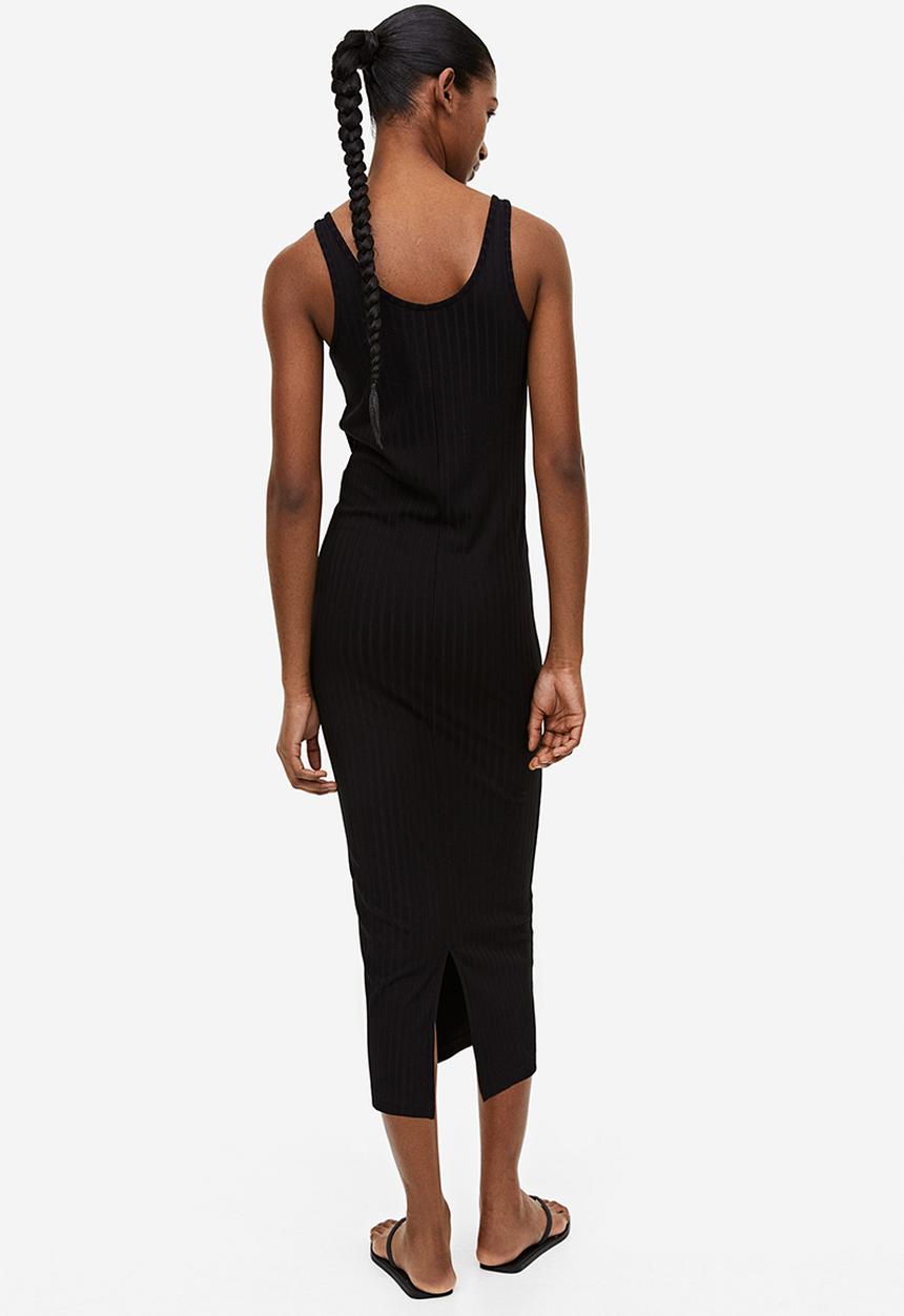 H&M - Ribbed bodycon dress - black