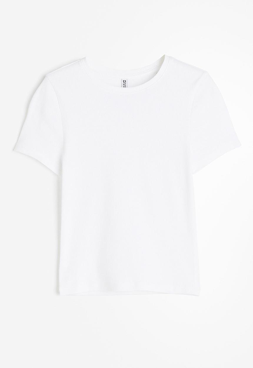 H&M - Ribbed t-shirt - white
