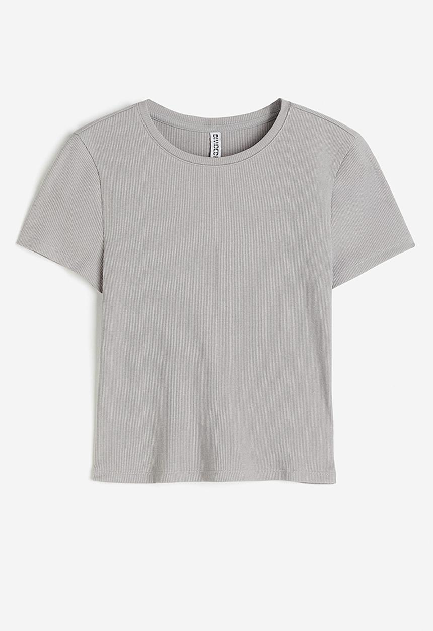 H&M - Ribbed t-shirt - grey