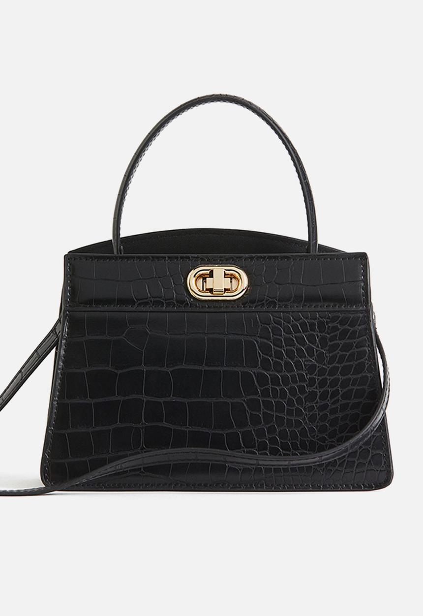 H&M - Small shoulder bag - Black Crocodile-patterned