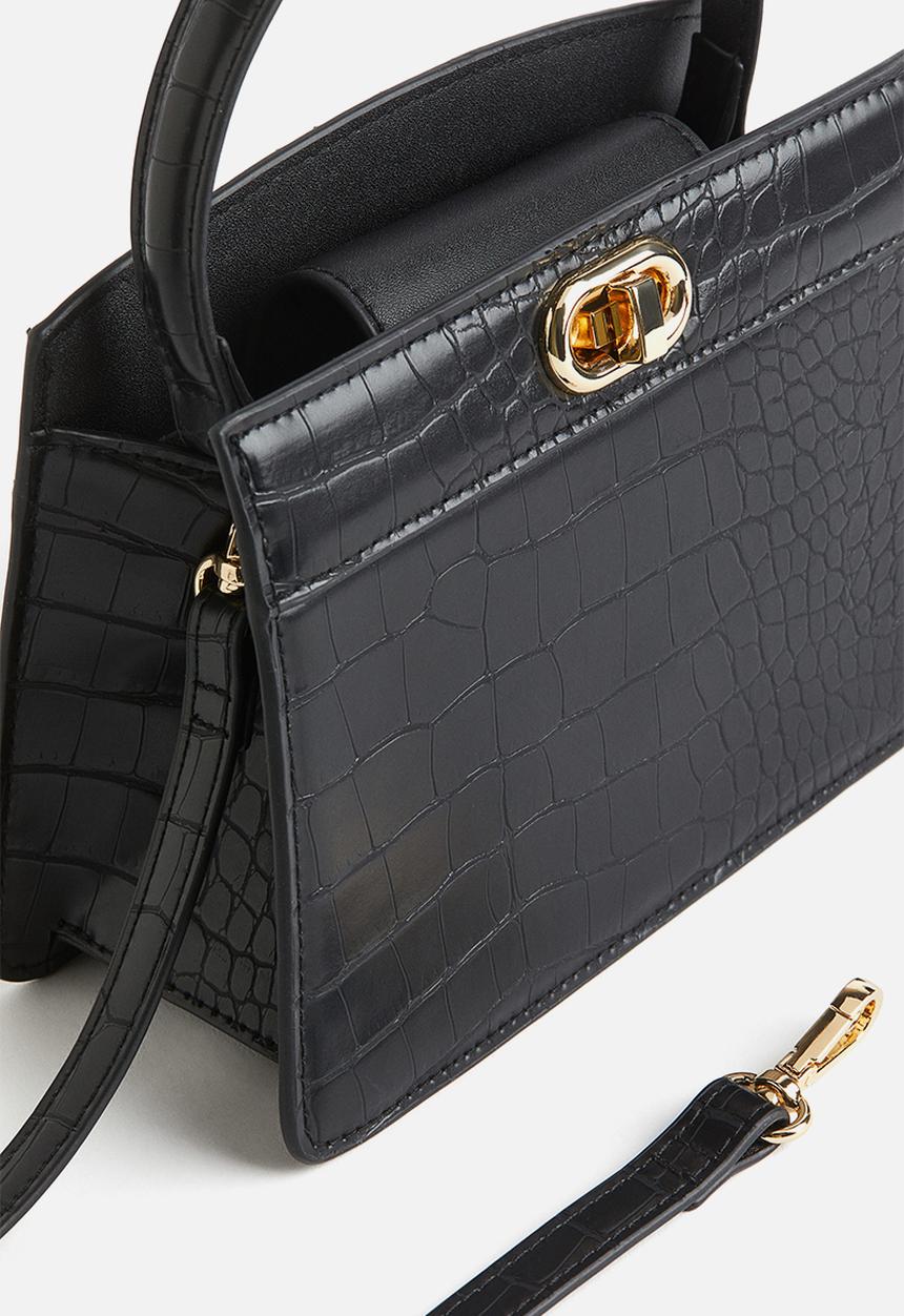 H&M - Small shoulder bag - Black Crocodile-patterned