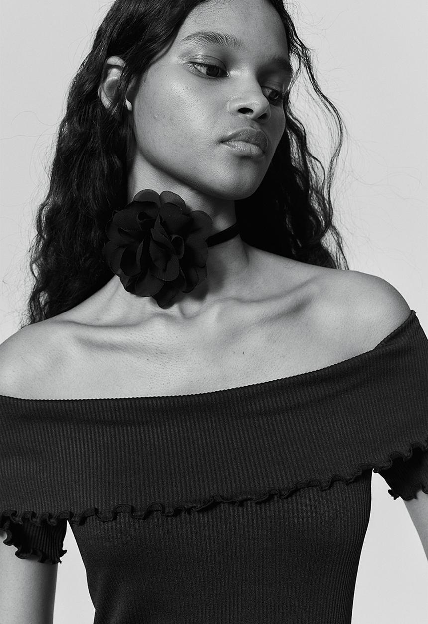 H&M - Ribbed off-the-shoulder dress - black