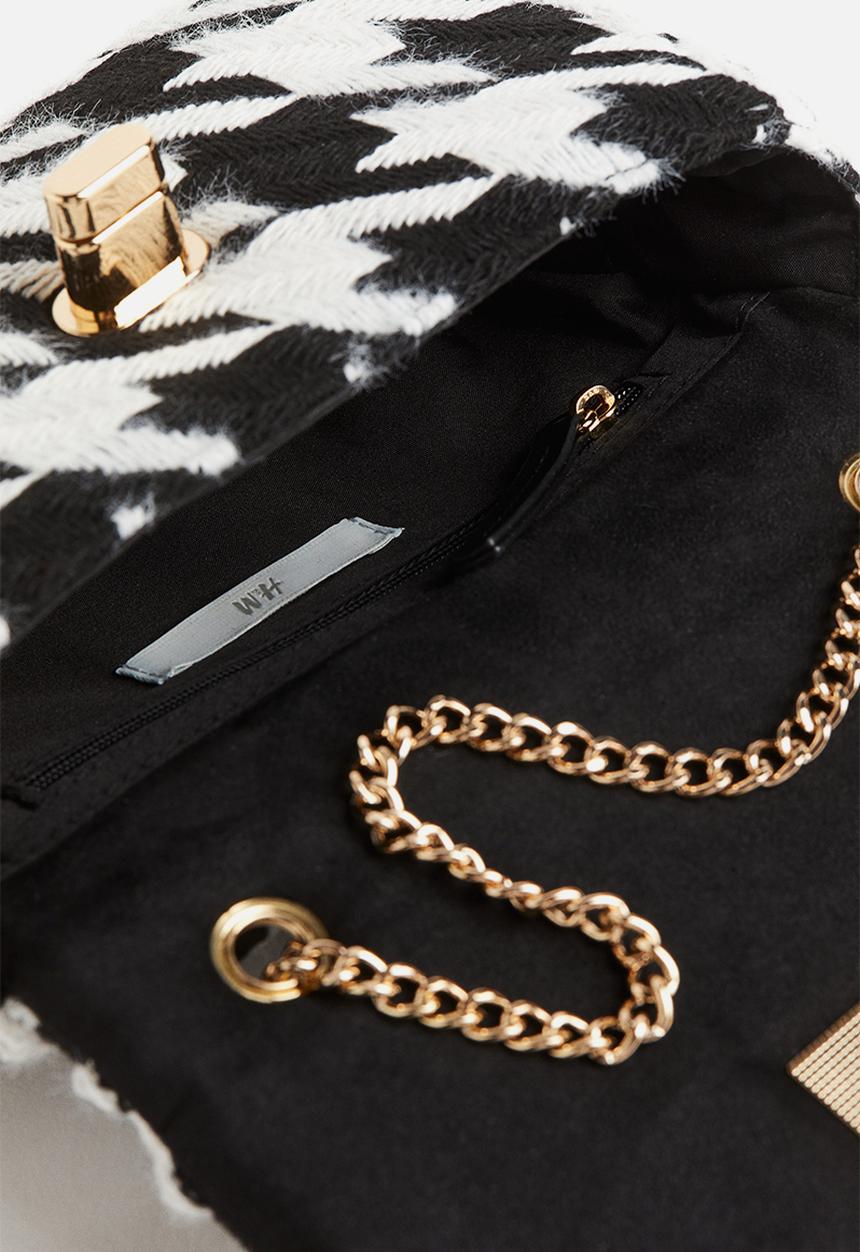 H&M - Small shoulder bag - Black Dogtooth-patterned