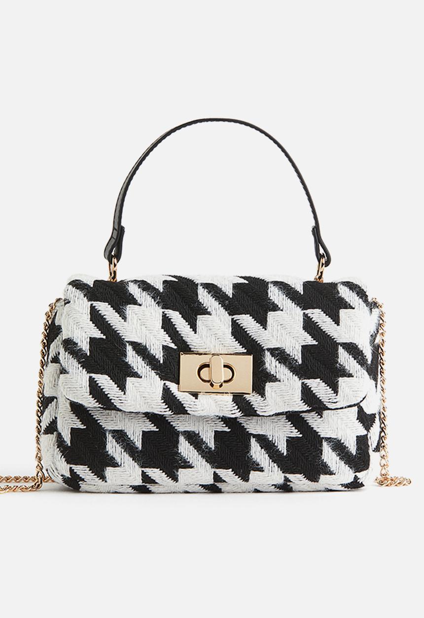 H&M - Small shoulder bag - Black Dogtooth-patterned