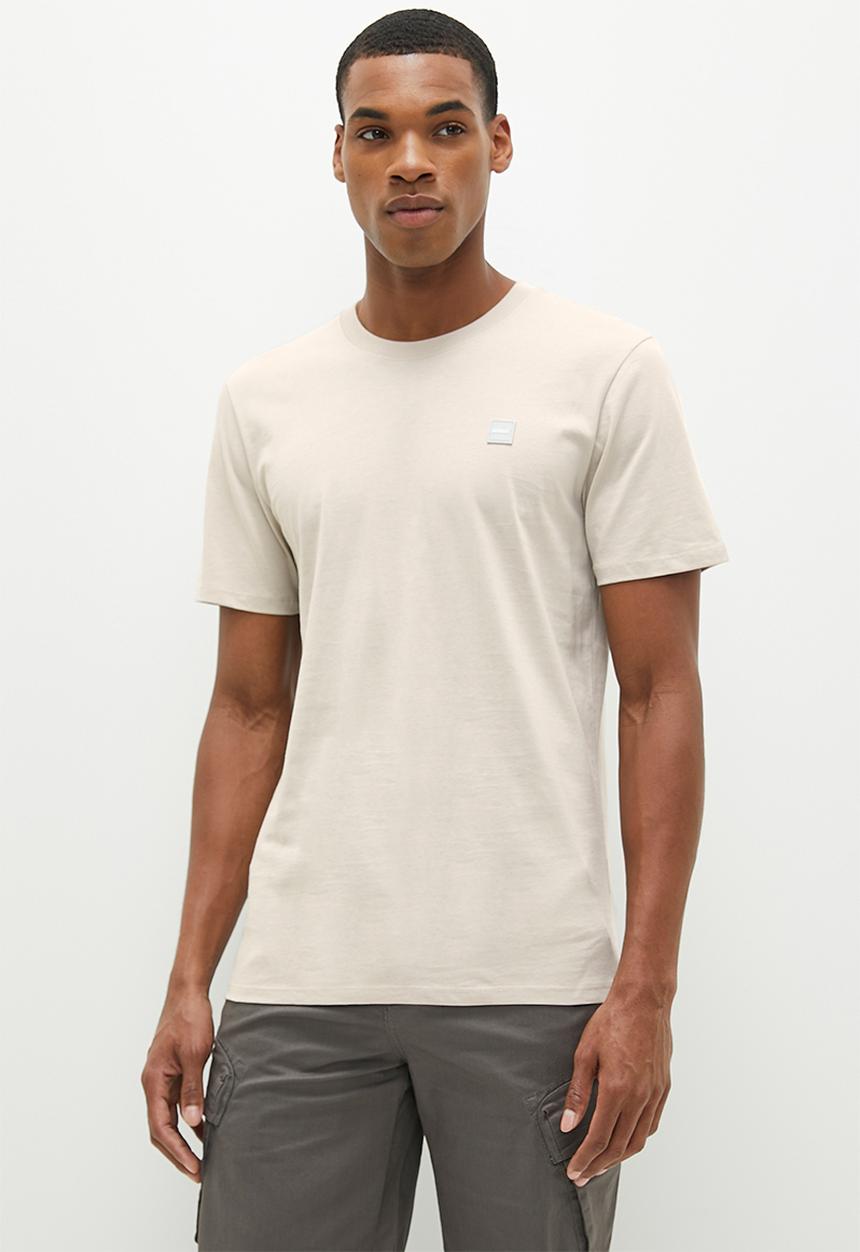 urban° - Mens urban core chest badge tee short sleeve - silver cloud