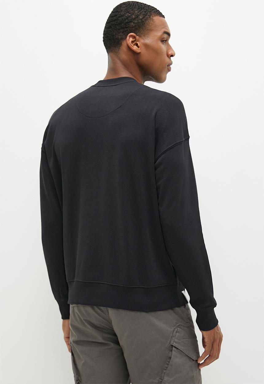 urban° - Mens urban unbrushed fleece sweater pull over - jet black