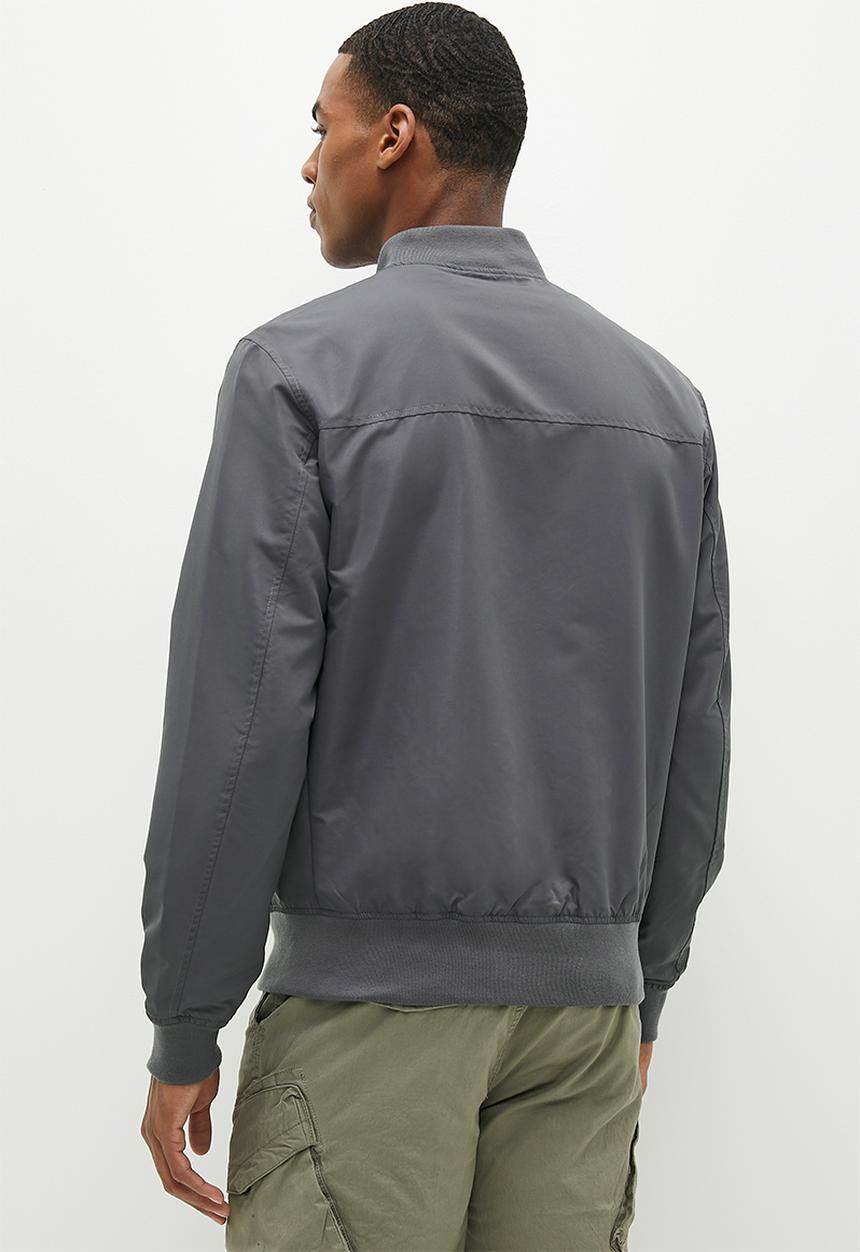 urban° - Mens urban canvas nylon blend jacket bomber - dark shadow