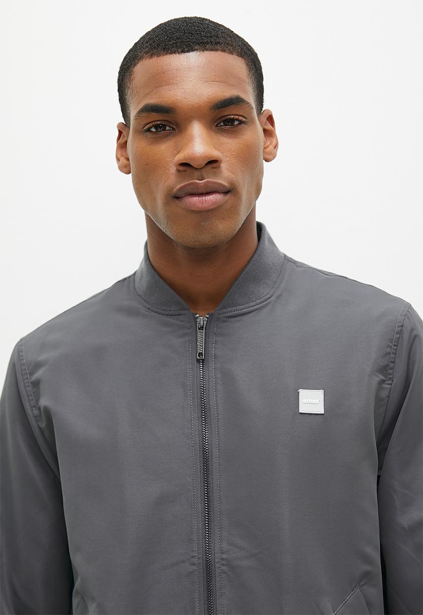 urban° - Mens urban canvas nylon blend jacket bomber - dark shadow