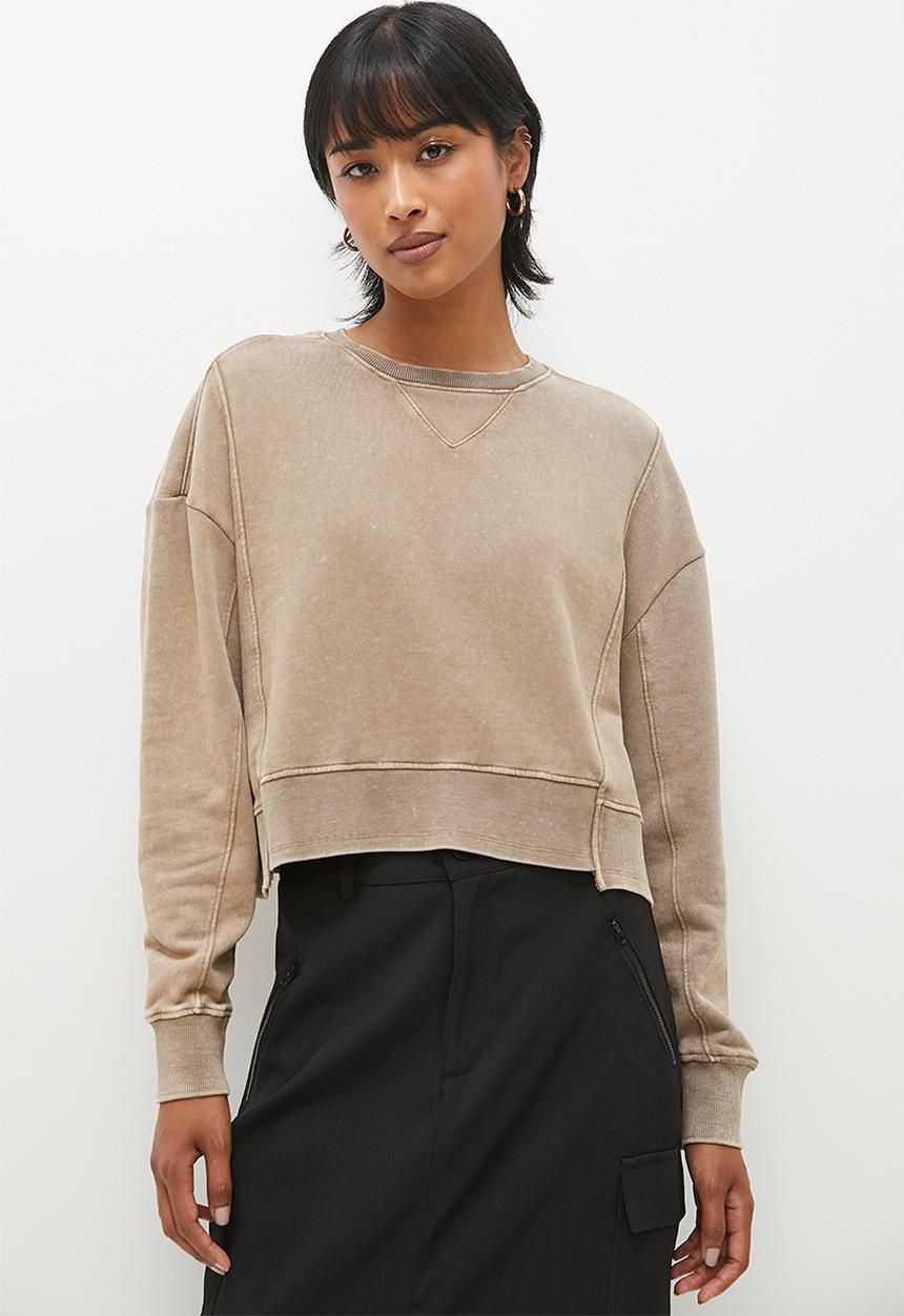 Superbalist - Acid wash styled crew sweat top - neutral 
