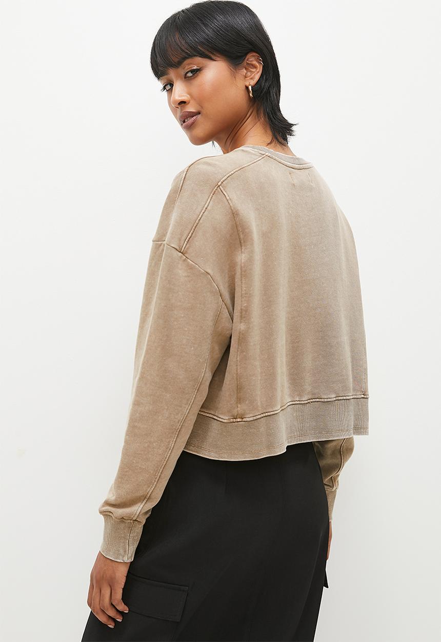 Superbalist - Acid wash styled crew sweat top - neutral 
