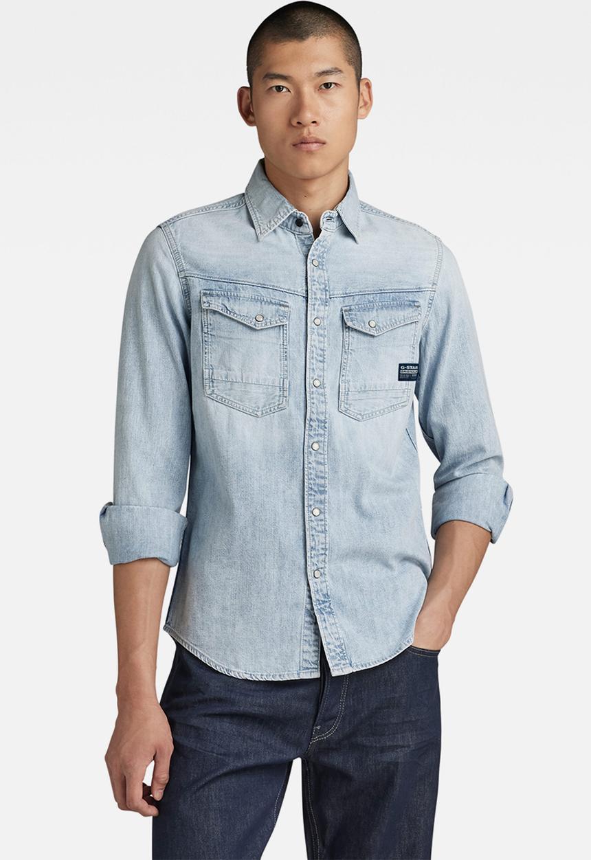 G-STAR - Slim Denim shirt Asinart 8oz denim  - sun faded blue mist
