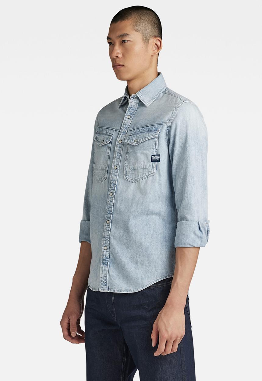 G-STAR - Slim Denim shirt Asinart 8oz denim  - sun faded blue mist