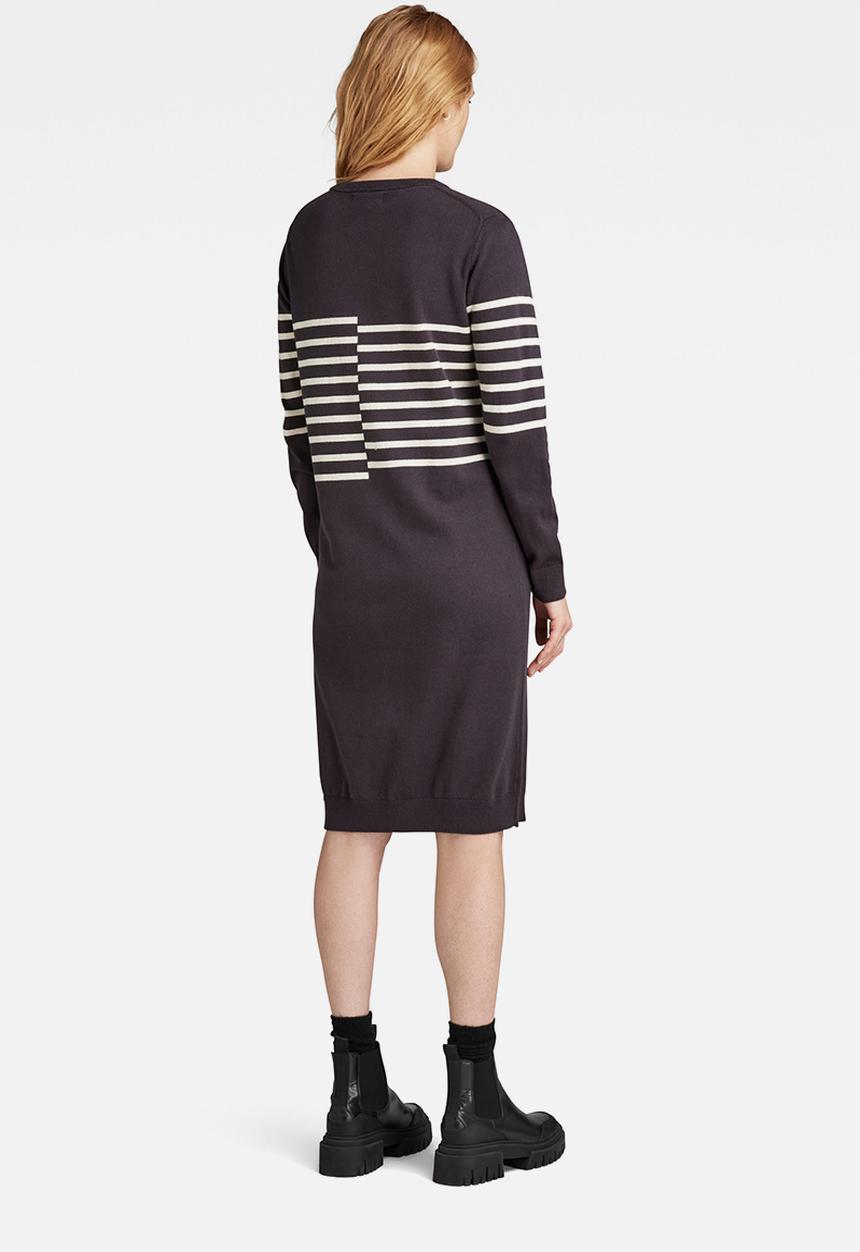 G-STAR - Broken Stripe Knitted Dress Wmn - Grey Asphalt