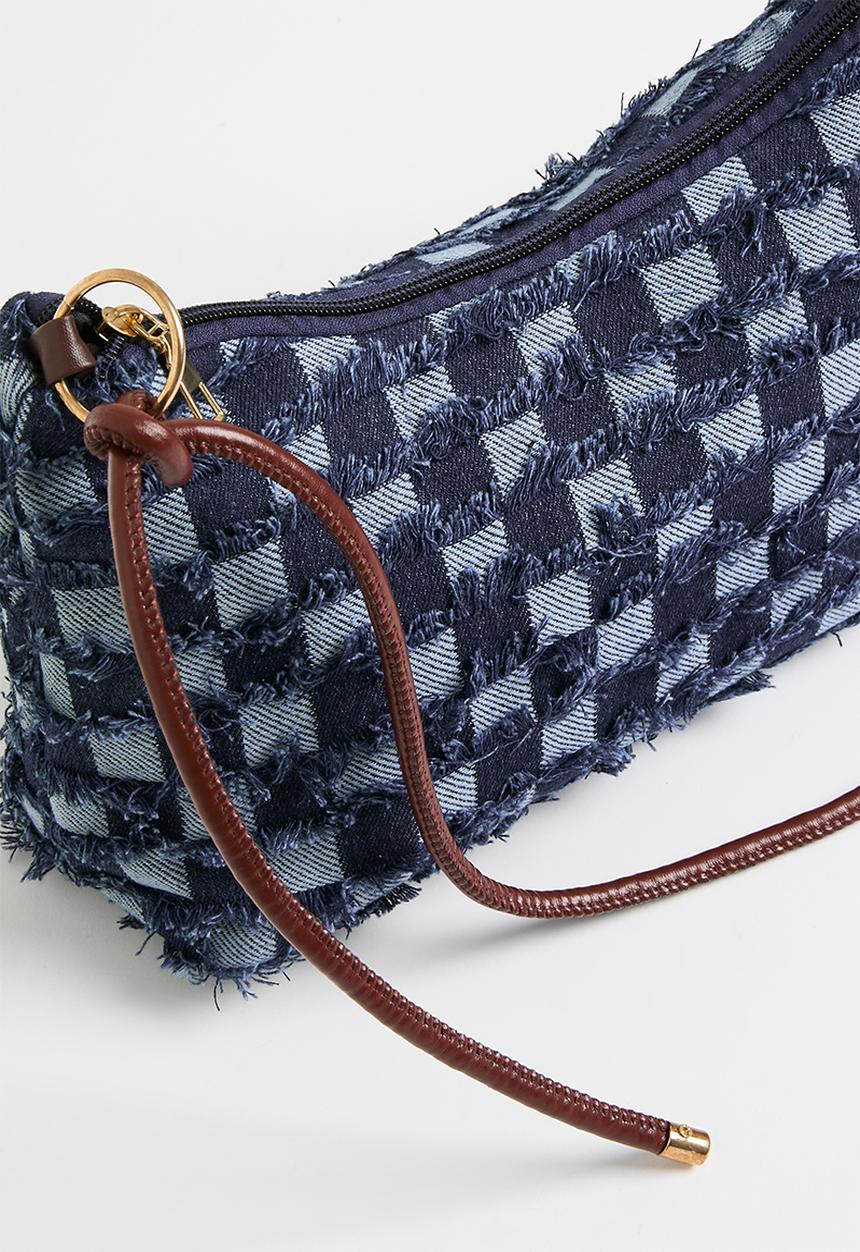 Superbalist - Denim patchwork shoulder bag - black