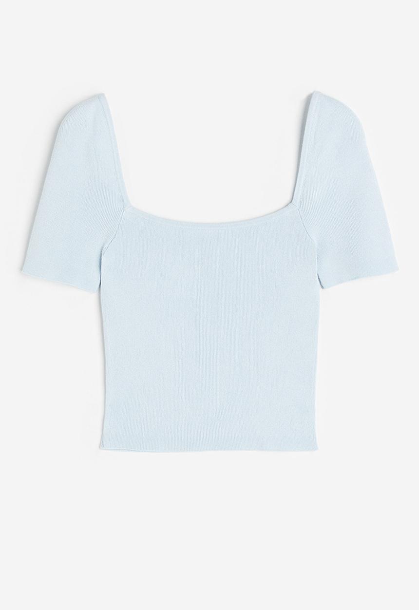 H&M - Fine-knit top - light blue 