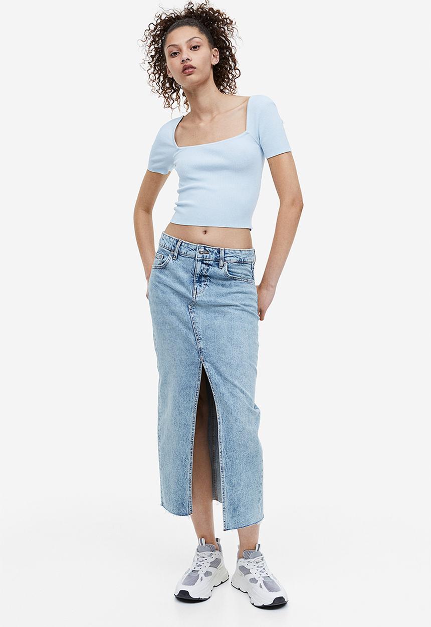 H&M - Fine-knit top - light blue 