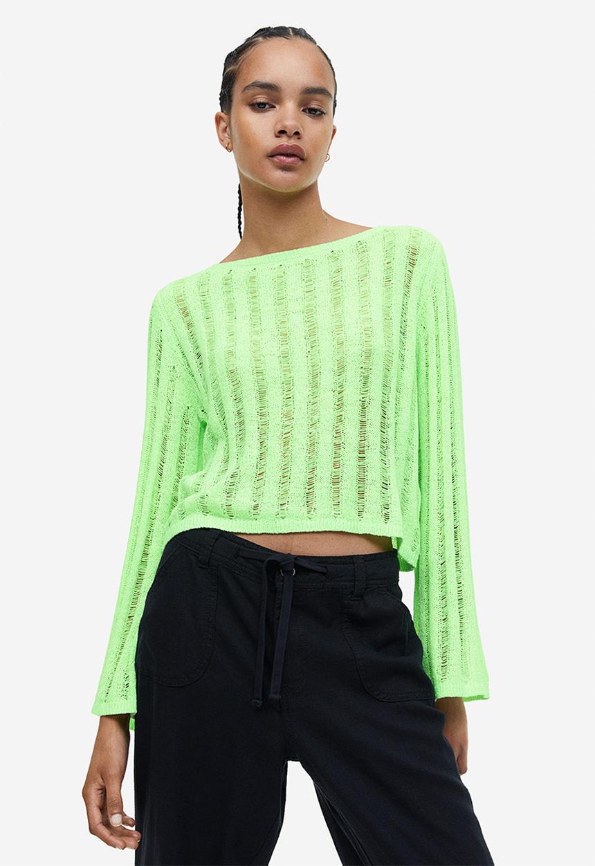H&M - Ladder stitch-look jumper - lime green
