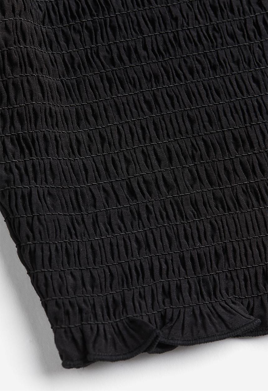 H&M - Smocked off-the-shoulder top - black