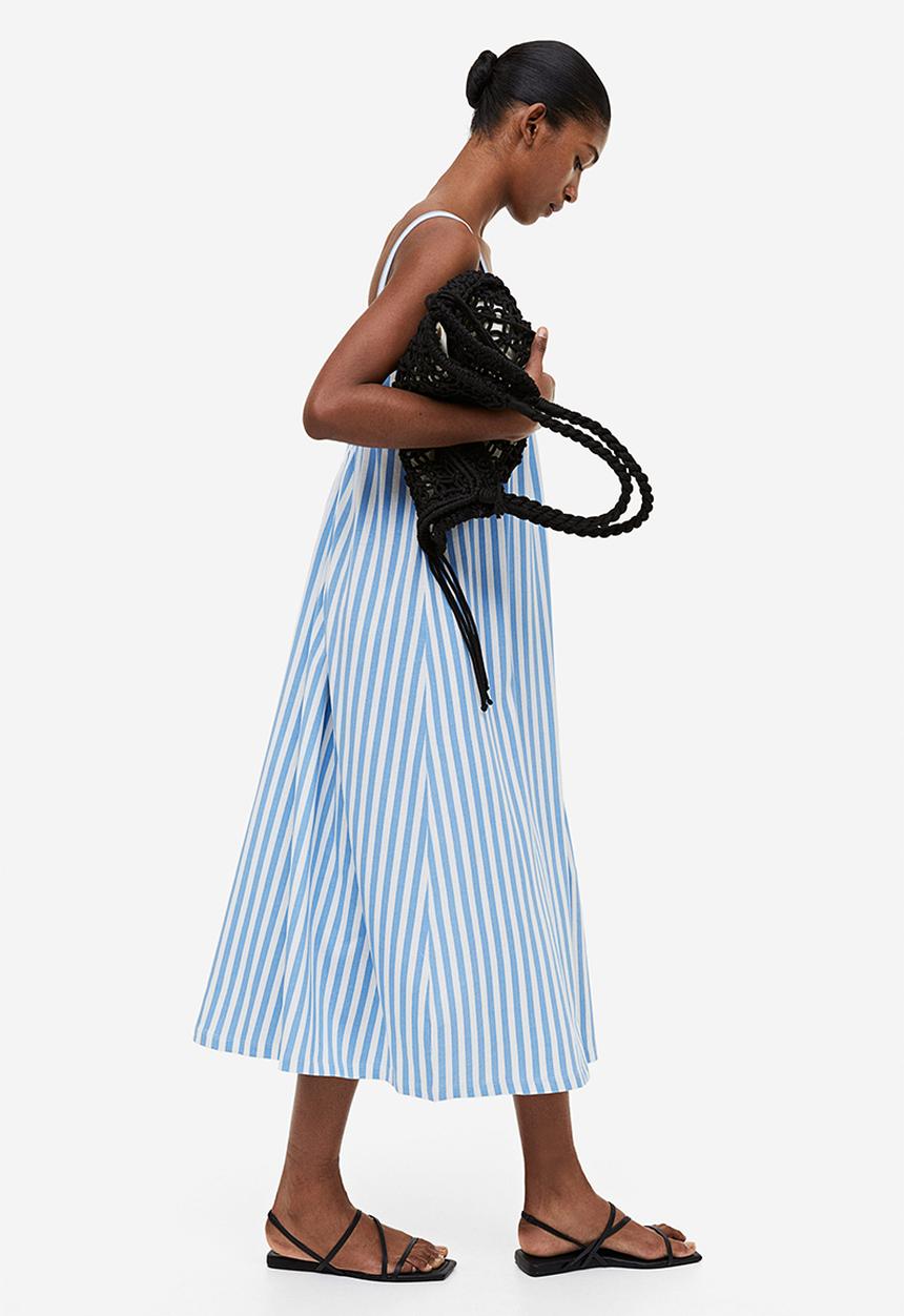 H&M - Oversized jersey dress - white blue striped
