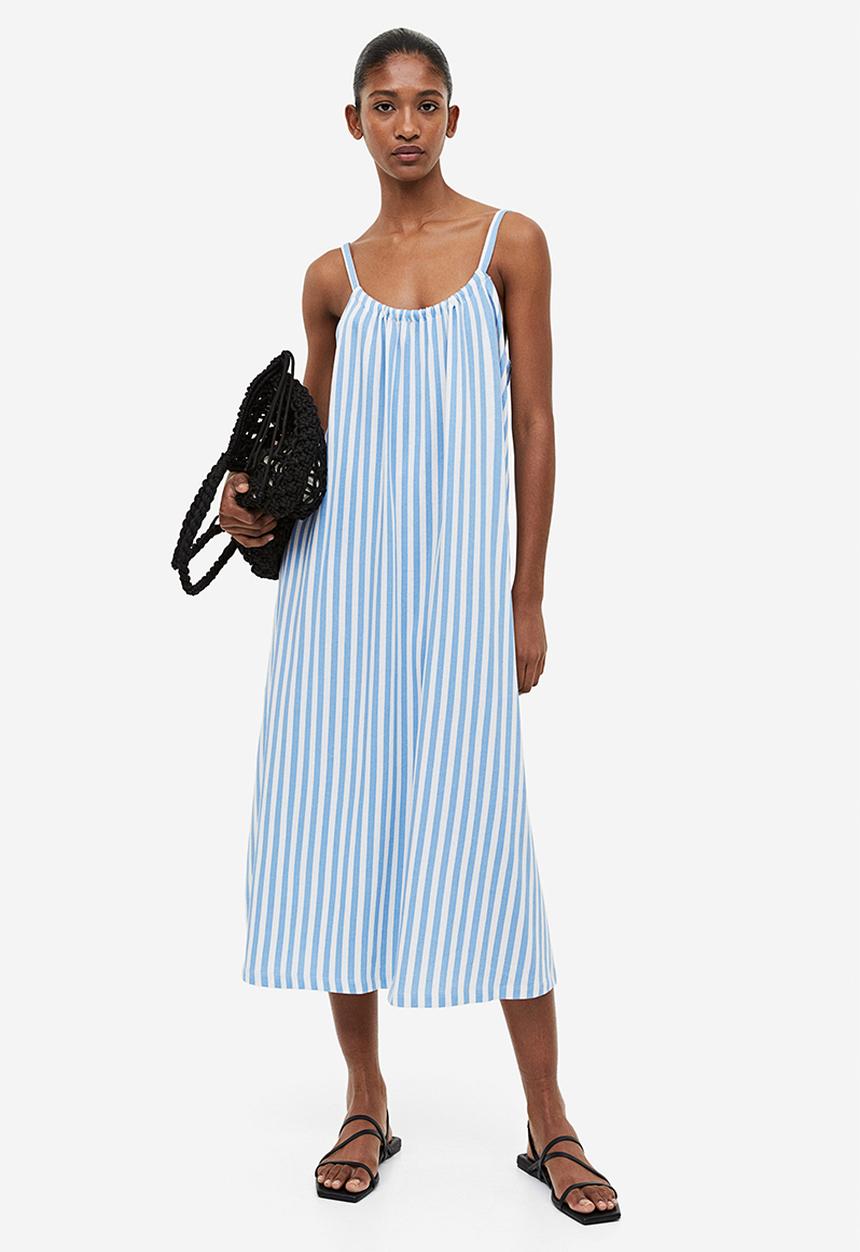 H&M - Oversized jersey dress - white blue striped