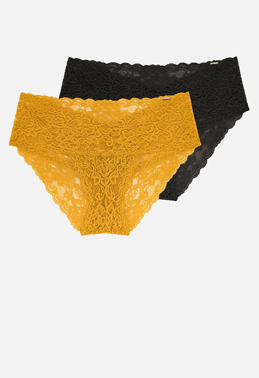 DORINA - Plus Lana 2pack brief - yellow & black