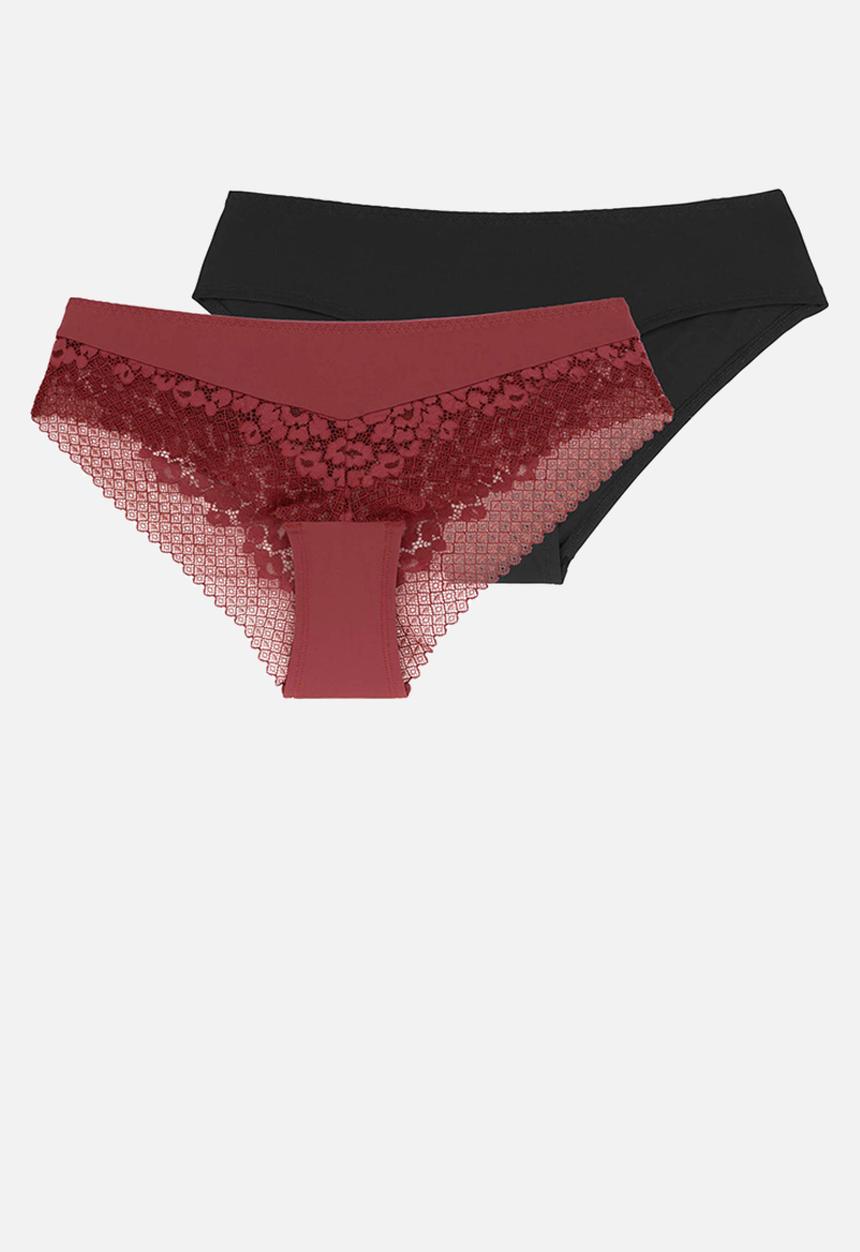DORINA - Plus Kelsea 2pack cheeky hipster - red & black