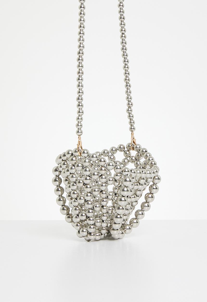MILLA - Beaded crossbody bag-silver